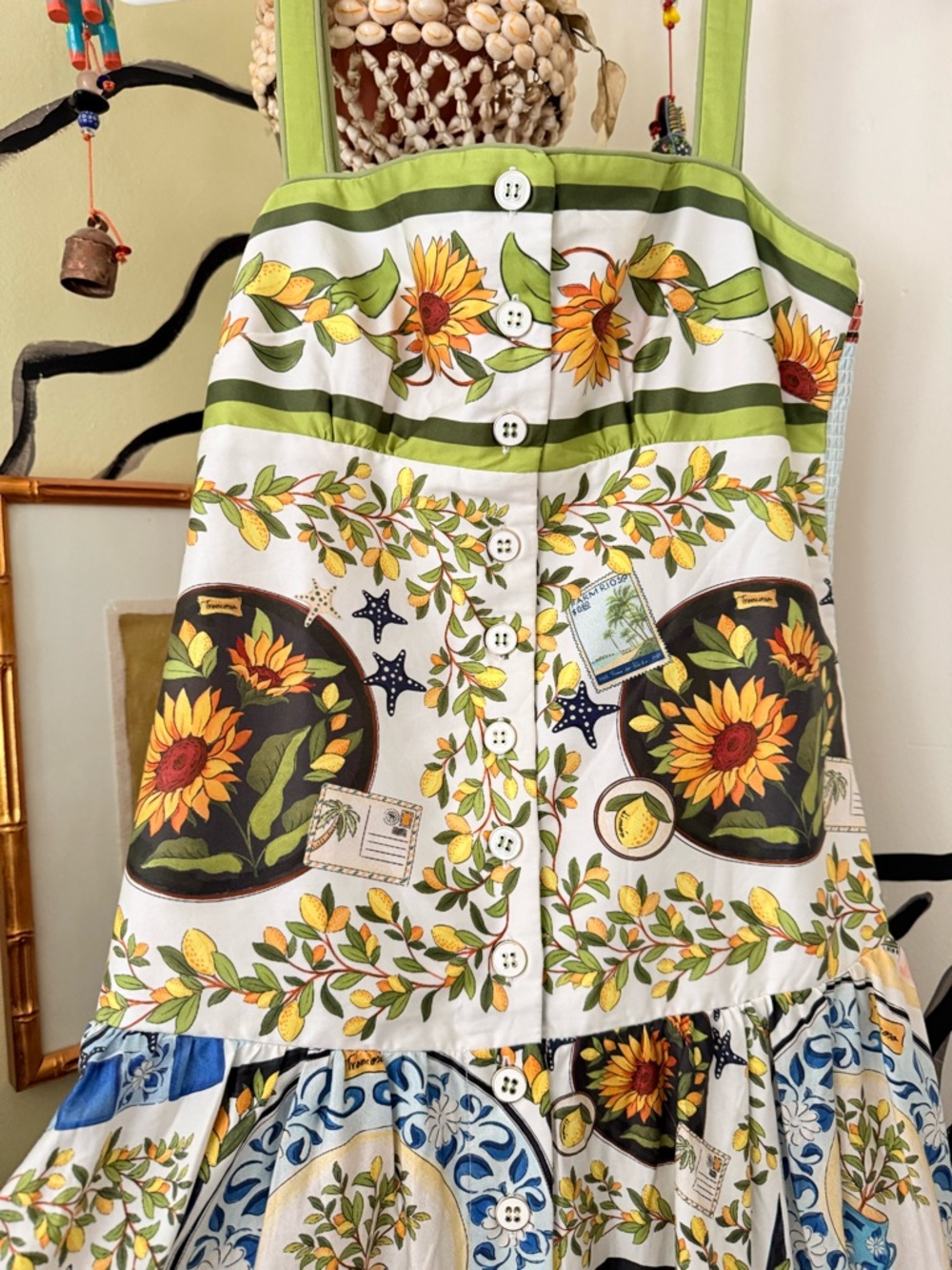 FARM Rio Multicolor Sunflower & Tile Print High-Low Dress - Picture 2 of 9